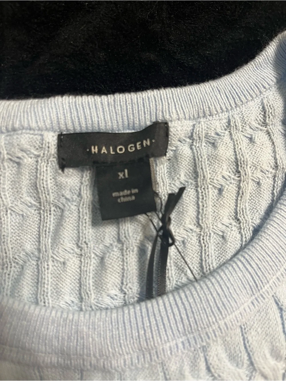 Halogen Light Blue Cable Knit Sleeveless Sweater Vest Crew Neck Size XL NWT